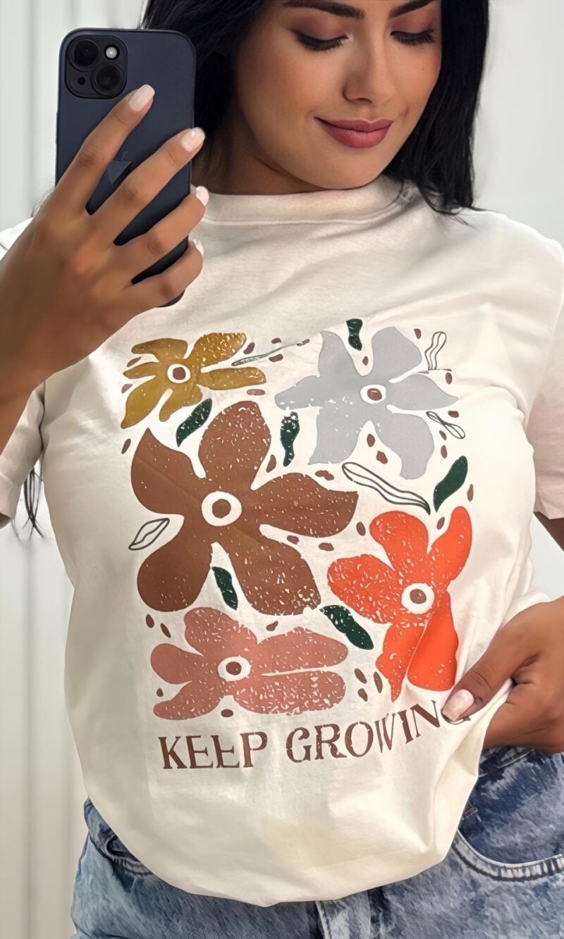 t shirt flores marrom
