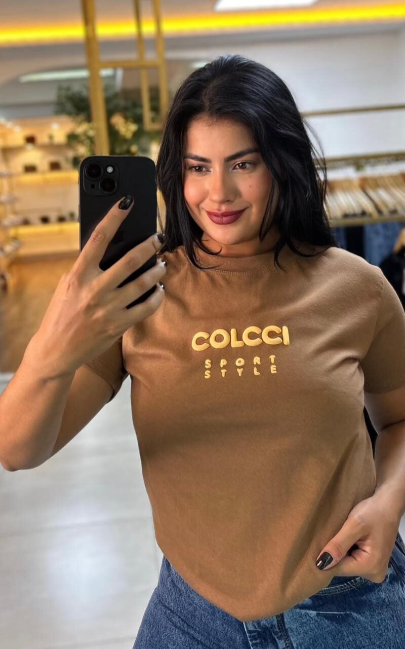 t shirt colcci marrom