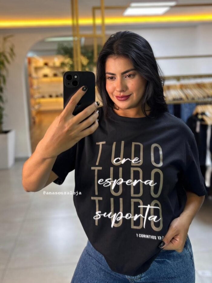 camiseta plus tudo cre preto camiseta plus tudo cre preto