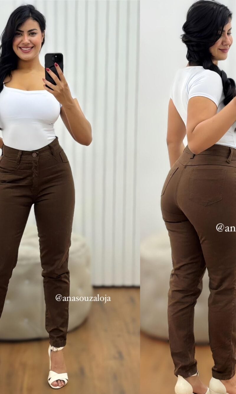 calca mom brown