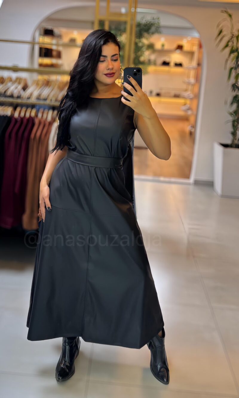 vestido de courino sophia marrom