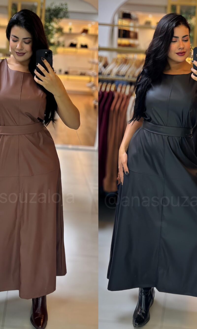 vestido de courino sophia marrom