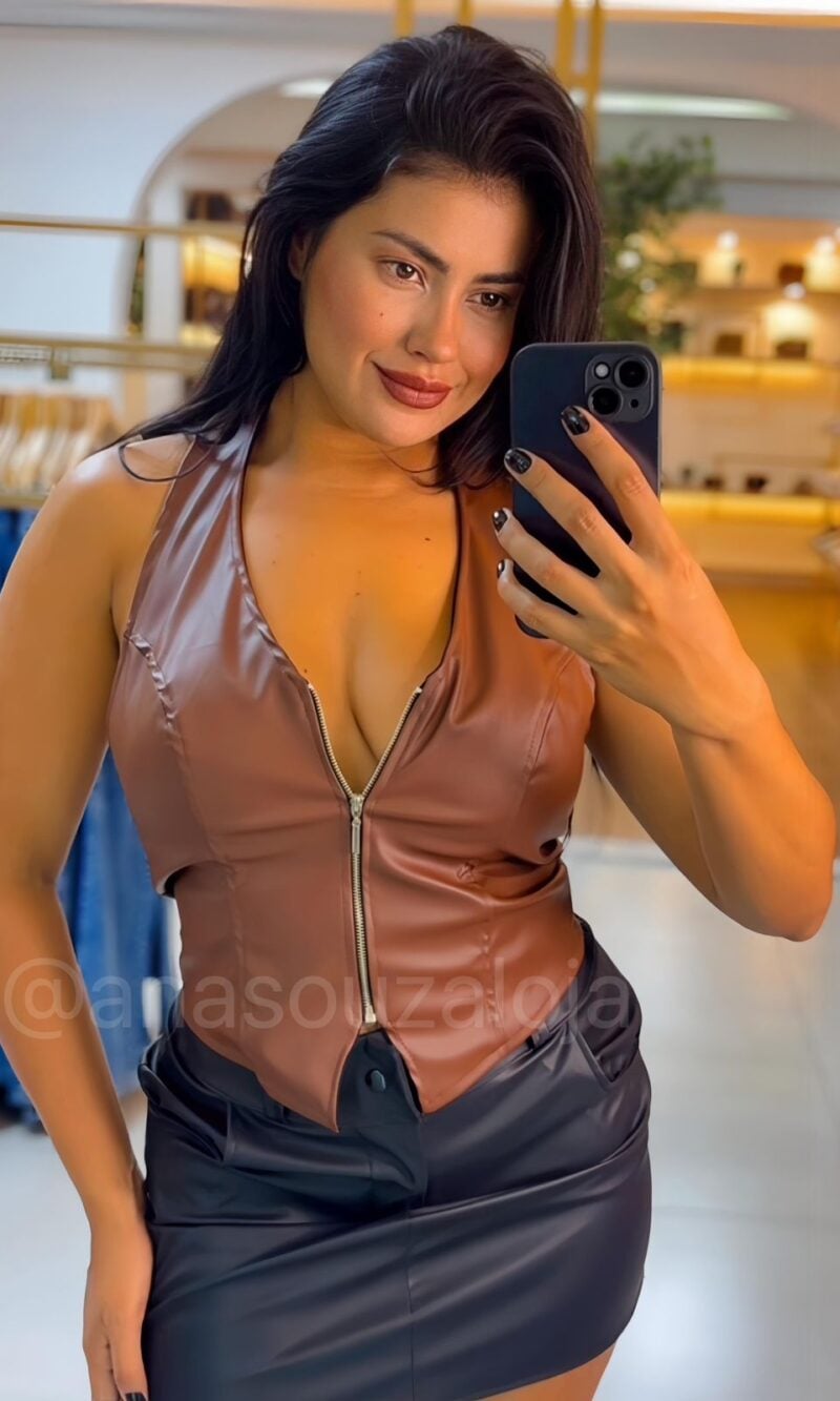 blusinha courino nathalia marrom